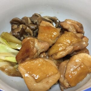 鶏と舞茸と長葱の照り煮